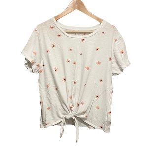 SUNDRY Floral Tie Front T-Shirt